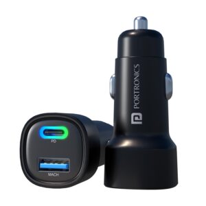 Portronics 80W Dual Output Fast Car Charger with Type-C PD & USB, LED Indicator, Charging Adapter Compatible with Cars for iPhone & Android...