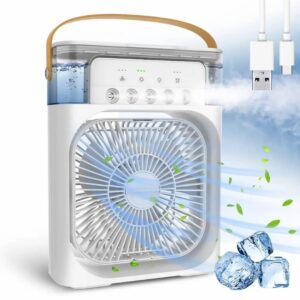 TEKCOOL Mini Cooler for Room Cooling AC Portable Mini Fan Artic Cooler with 7 Colors LED Light, 1/2/3 H Timer, 3 Wind Speeds and 3 Spray Modes for Office,Home,Dorm,Travel?" 