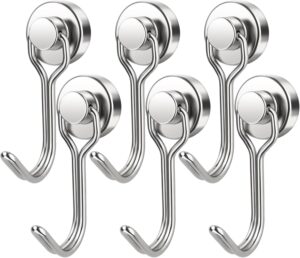 JICOOT Magnetic Hooks, 30lbs+ Magnet Hook 2025 Cruise Cabin Ship Essentials Heavy Duty Strong Magnets Refrigerator Fridge Hanging for Classroom Beach Vacation Kitchen Grills Home 3 Pack (Silver) 